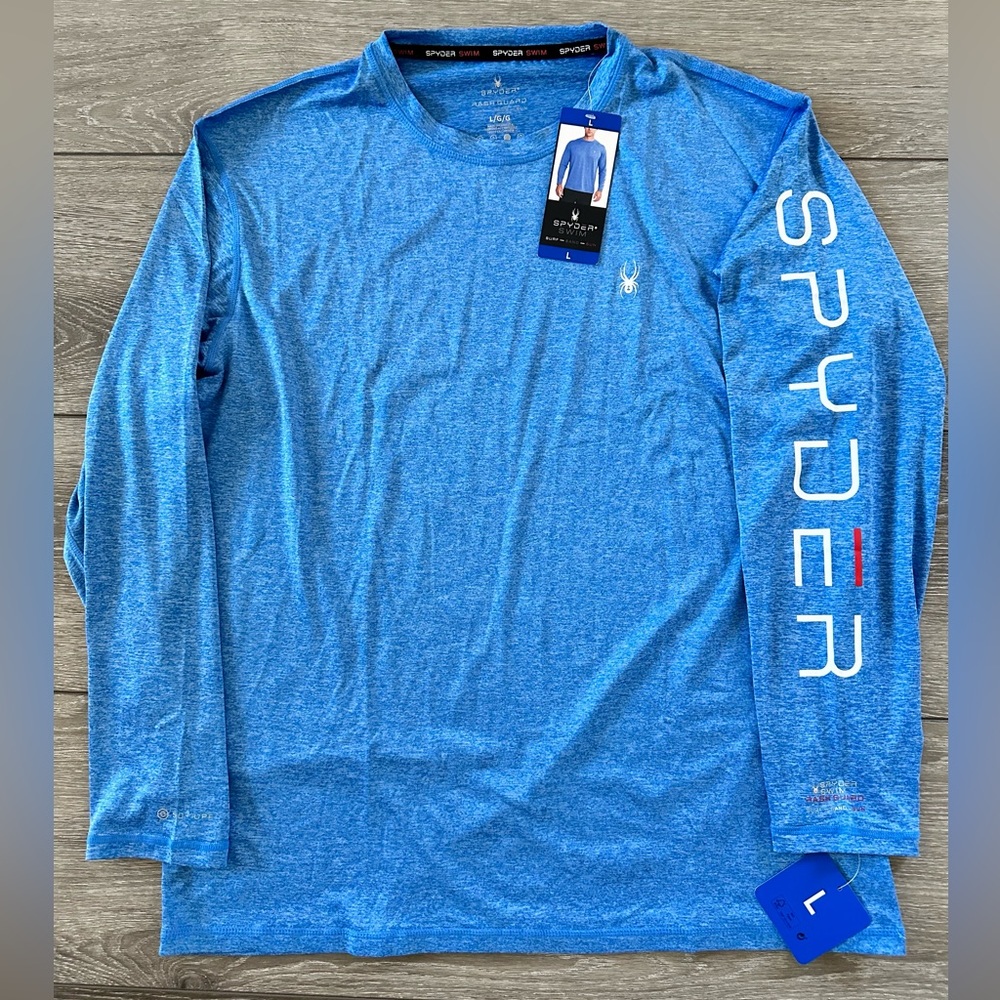 Spyder Men’s Long Sleeve Rashguard, Blue, Large